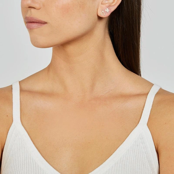 Jennifer Meyer Single Diamond Mini Wishbone Stud in 18K Yellow Gold | Fine Earrings | Coveti