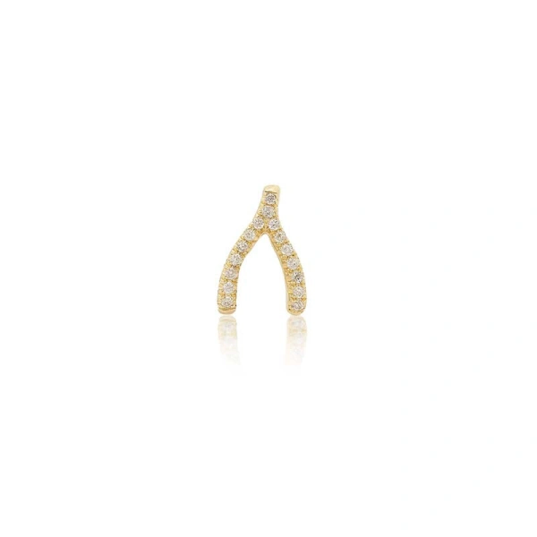 Single Diamond Mini Wishbone Stud in 18K Yellow Gold