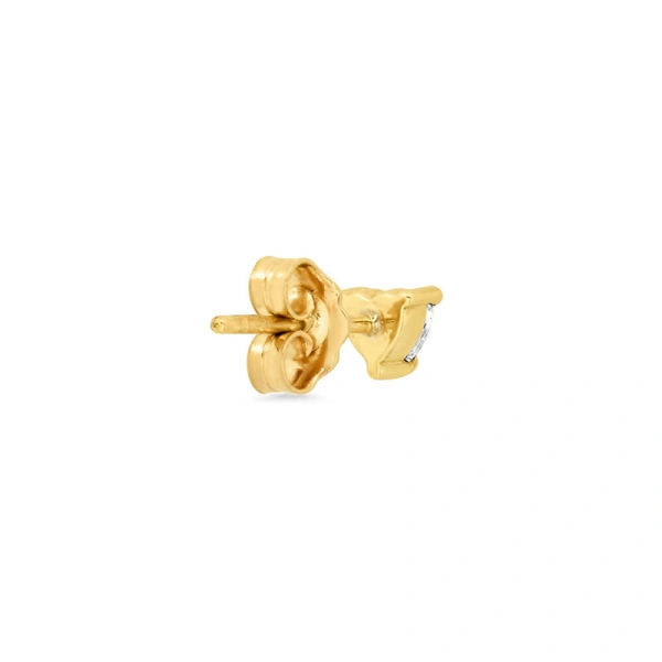 Jennifer Meyer Single Heart Cut Diamond Stud in 18K Yellow Gold | Fine Earrings | Coveti