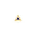 Jennifer Meyer Single Lapis Inlay Triangle Stud in 18K Yellow Gold | Fine Earrings | Coveti