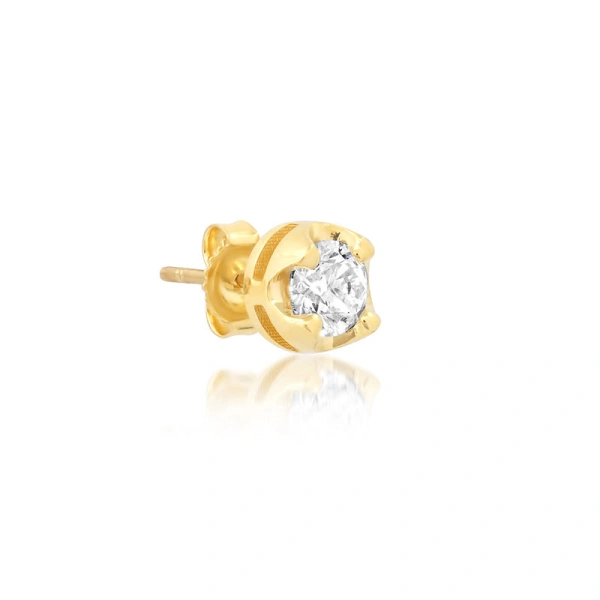 Jennifer Meyer Single Large Illusion Set Diamond Stud in 18K Yellow Gold, Single Earring | Fine Earrings | Coveti