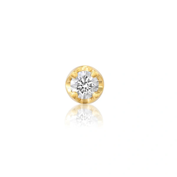 Jennifer Meyer Single Large Illusion Set Diamond Stud in 18K Yellow Gold, Single Earring | Fine Earrings | Coveti