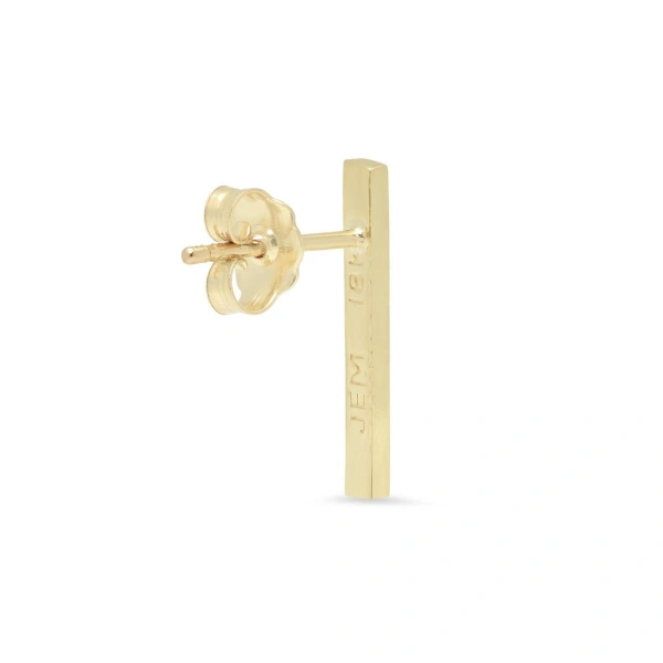 Jennifer Meyer Single Long Bar Stud in 18K Yellow Gold | Fine Earrings | Coveti