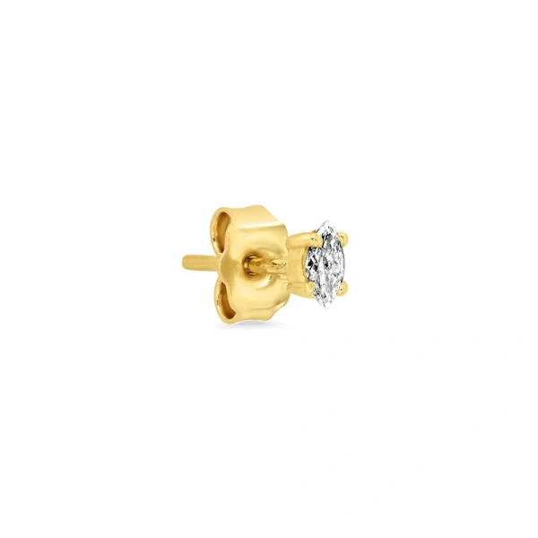 Jennifer Meyer Single Marquise Cut Diamond Stud in 18K Yellow Gold | Fine Earrings | Coveti