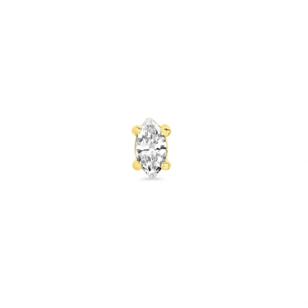 Single Marquise Cut Diamond Stud in 18K Yellow Gold