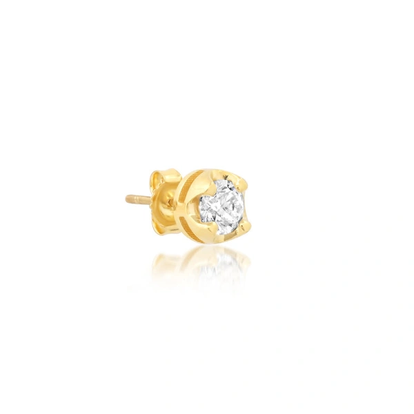 Jennifer Meyer Single Medium Illusion Set Diamond Stud in 18K Yellow Gold | Fine Earrings | Coveti