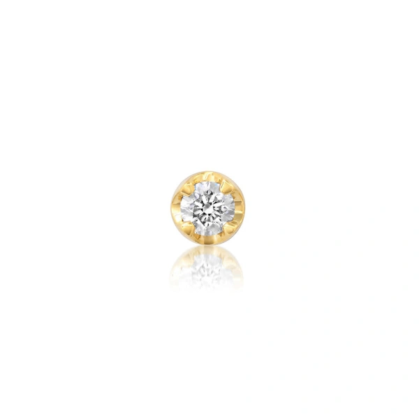 Jennifer Meyer Single Medium Illusion Set Diamond Stud in 18K Yellow Gold | Fine Earrings | Coveti