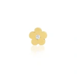 Jennifer Meyer Single Mini Daisy Studs with Diamond Center in 18K Yellow Gold | Fine Earrings | Coveti