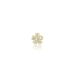 Jennifer Meyer Single Mini Diamond Flower Stud in 18K Yellow Gold | Fine Earrings | Coveti