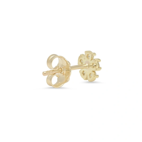 Jennifer Meyer Single Mini Diamond Flower Stud in 18K Yellow Gold | Fine Earrings | Coveti