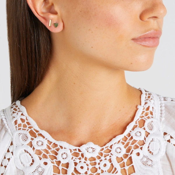 Jennifer Meyer Single Mini Heart Stud in 18K Yellow Gold, Single Earring | Fine Earrings | Coveti