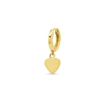 Jennifer Meyer Single Mini Huggie with Heart Drop in 18K Yellow Gold, Single Earring | Fine Earrings | Coveti