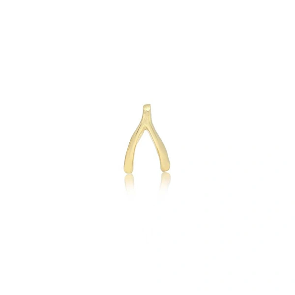 Single Mini Wishbone Stud in 18K Yellow Gold