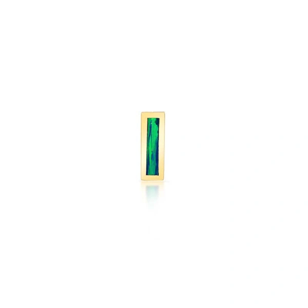 Single Opal Inlay Bar Stud in 18K Yellow Gold