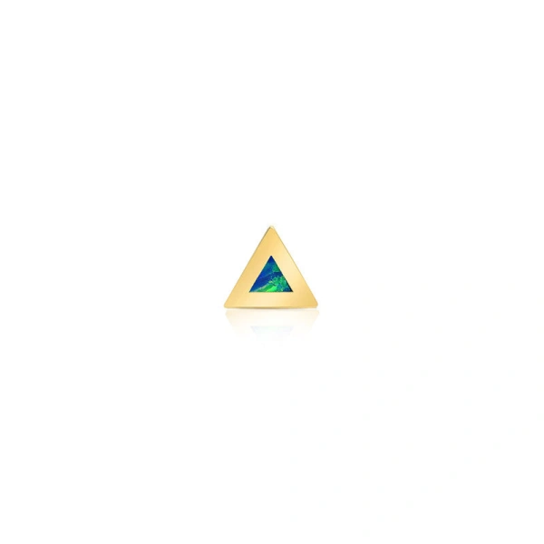 Jennifer Meyer Single Opal Inlay Triangle Stud in 18K Yellow Gold | Fine Earrings | Coveti