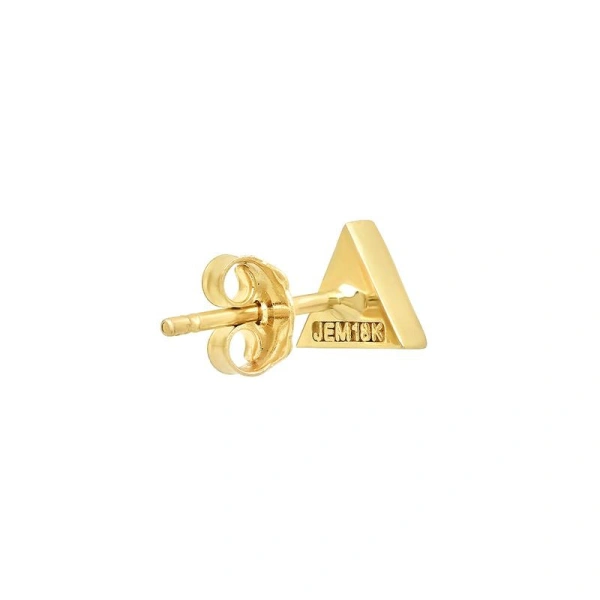 Jennifer Meyer Single Opal Inlay Triangle Stud in 18K Yellow Gold | Fine Earrings | Coveti