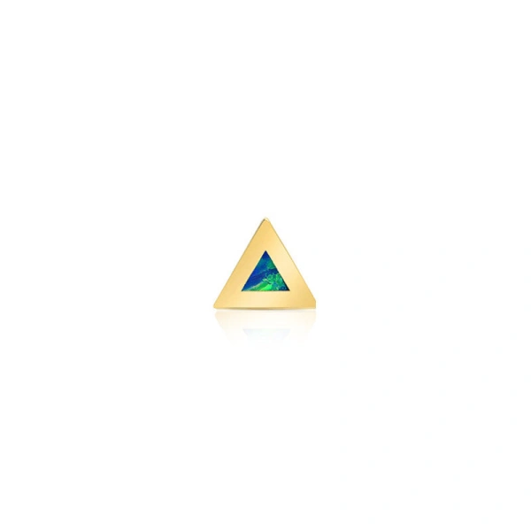 Jennifer Meyer Single Opal Inlay Triangle Stud in 18K Yellow Gold | Fine Earrings | Coveti