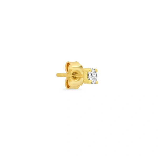 Jennifer Meyer Single Oval Cut Diamond Stud in 18K Yellow Gold | Fine Earrings | Coveti