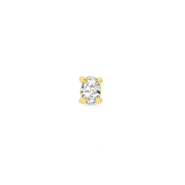 Jennifer Meyer Single Oval Cut Diamond Stud in 18K Yellow Gold | Fine Earrings | Coveti