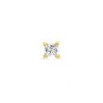 Jennifer Meyer Single Princess Cut Diamond Stud in 18K Yellow Gold | Fine Earrings | Coveti