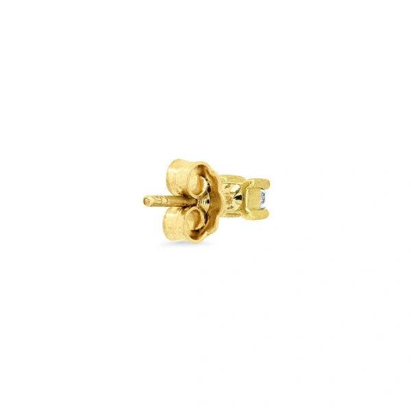 Jennifer Meyer Single Princess Cut Diamond Stud in 18K Yellow Gold | Fine Earrings | Coveti