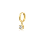 Jennifer Meyer Single Small Huggie with Small Illusion Set Diamond Drop in 18K Yellow Gold, Single Earring | Fine Earrings | Coveti