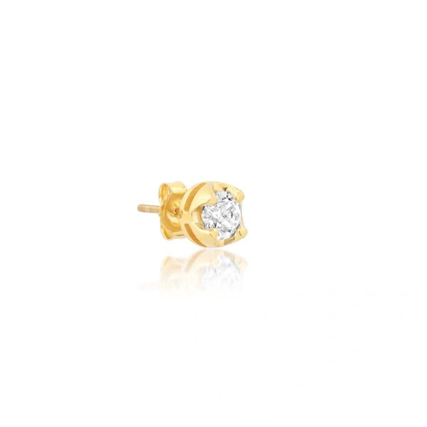 Jennifer Meyer Single Small Illusion Set Diamond Stud in 18K Yellow Gold | Fine Earrings | Coveti