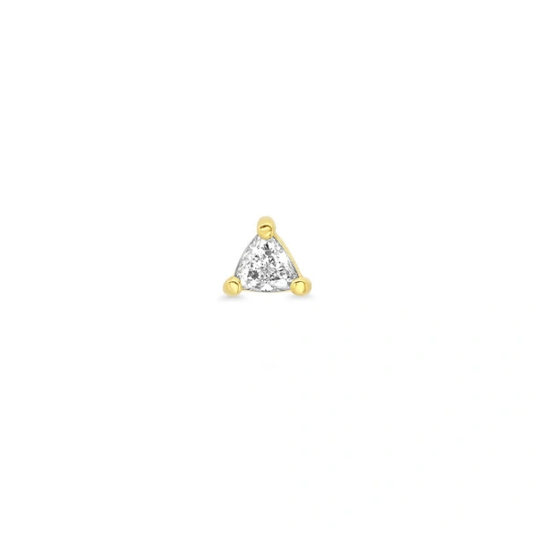 Jennifer Meyer Single Trillion Cut Diamond Stud in 18K Yellow Gold | Fine Earrings | Coveti
