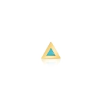 Jennifer Meyer Single Turquoise Inlay Triangle Stud in 18K Yellow Gold | Fine Earrings | Coveti