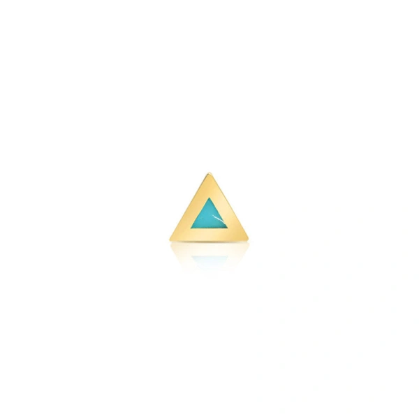 Jennifer Meyer Single Turquoise Inlay Triangle Stud in 18K Yellow Gold | Fine Earrings | Coveti