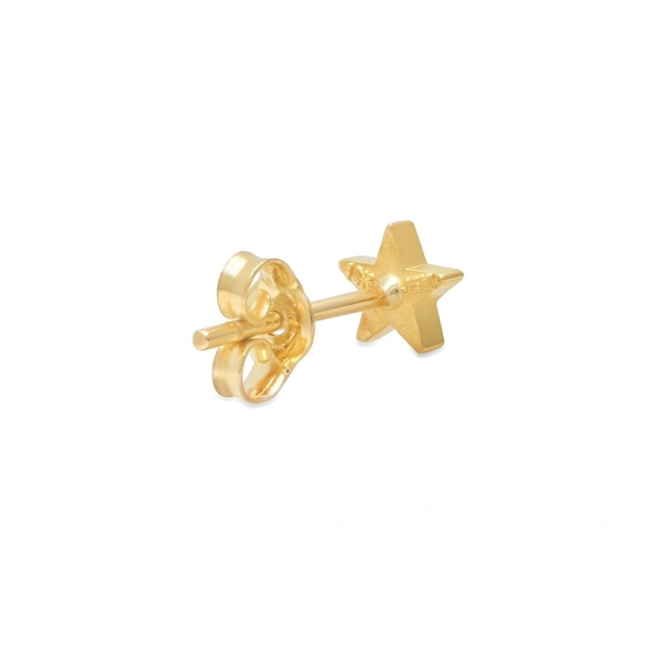 Jennifer Meyer Single Yellow Gold Diamond Mini Star Stud in 18K Yellow Gold | Fine Earrings | Coveti