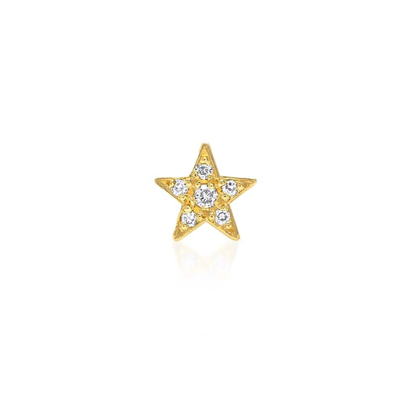 Jennifer Meyer Single Yellow Gold Diamond Mini Star Stud in 18K Yellow Gold Jennifer Meyer Single Yellow Gold Diamond Mini Star Stud in 18K Yellow Gold | Fine Earrings | Coveti