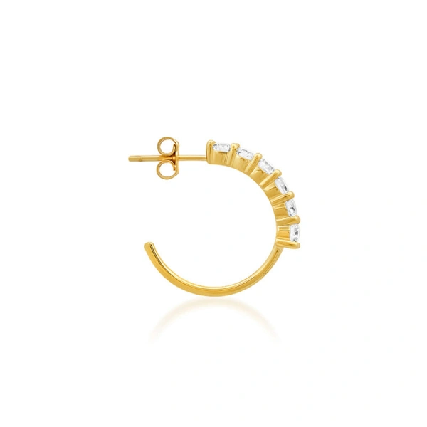 Jennifer Meyer Small 4 Prong Diamond Hoops in 18K Yellow Gold | Fine Earrings | Coveti
