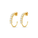 Jennifer Meyer Small 4 Prong Diamond Hoops in 18K Yellow Gold | Fine Earrings | Coveti
