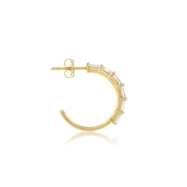 Jennifer Meyer Small Baguette Cut Diamond Hoops in 18K Yellow Gold | Fine Earrings | Coveti