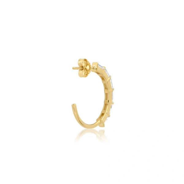 Jennifer Meyer Small Baguette Cut Diamond Hoops in 18K Yellow Gold | Fine Earrings | Coveti