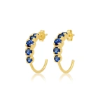 Jennifer Meyer Small Blue Sapphire Graduated Hoops in 18K Yellow Gold | Fine Earrings | Coveti