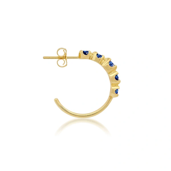 Jennifer Meyer Small Blue Sapphire Graduated Hoops in 18K Yellow Gold | Fine Earrings | Coveti