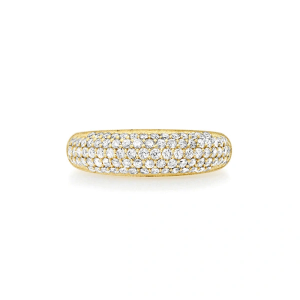 Jennifer Meyer Small Diamond Dome Ring in 18K Yellow Gold | Fine Rings | Coveti