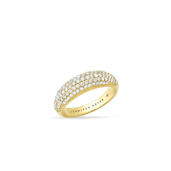 Jennifer Meyer Small Diamond Dome Ring in 18K Yellow Gold | Fine Rings | Coveti