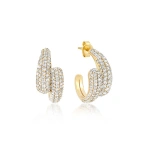 Jennifer Meyer Small Diamond Double Dome Hoops in 18K Yellow Gold | Fine Earrings | Coveti