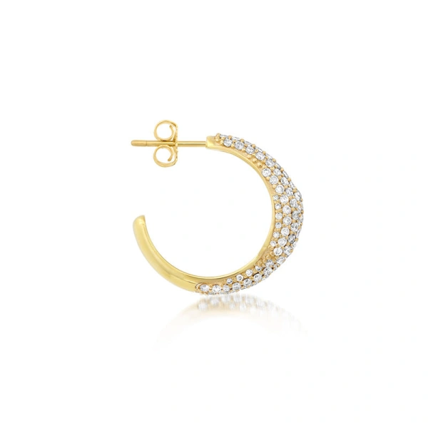 Jennifer Meyer Small Diamond Double Dome Hoops in 18K Yellow Gold | Fine Earrings | Coveti