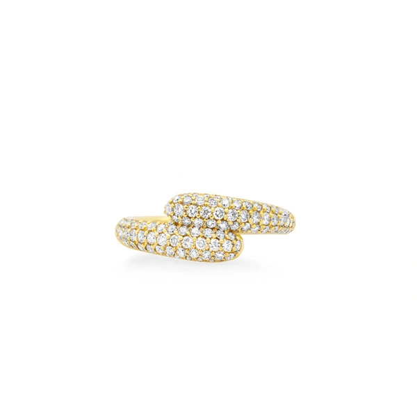 Jennifer Meyer Small Diamond Double Dome Ring in 18K Yellow Gold | Fine Rings | Coveti
