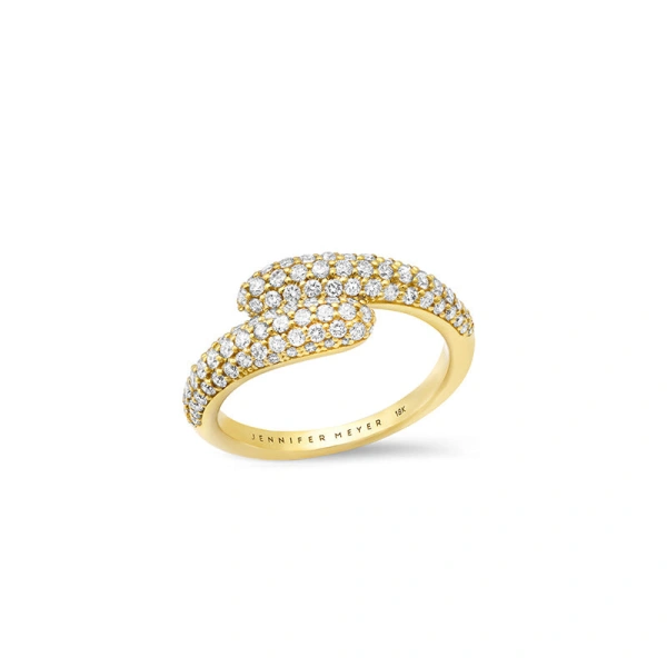 Jennifer Meyer Small Diamond Double Dome Ring in 18K Yellow Gold | Fine Rings | Coveti
