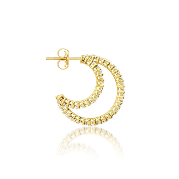 Jennifer Meyer Small Diamond Double Hoops in 18K Yellow Gold | Fine Earrings | Coveti