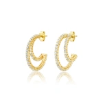 Jennifer Meyer Small Diamond Double Hoops in 18K Yellow Gold | Fine Earrings | Coveti