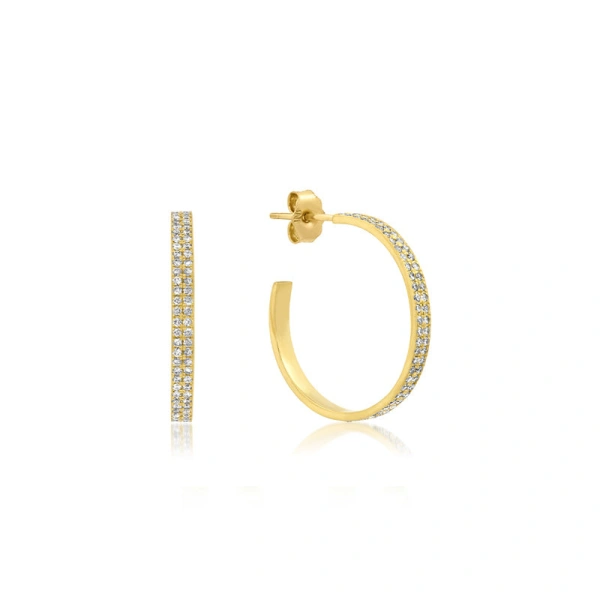 Jennifer Meyer Small Diamond Ellen Hoops in 18K Yellow Gold | Fine Earrings | Coveti