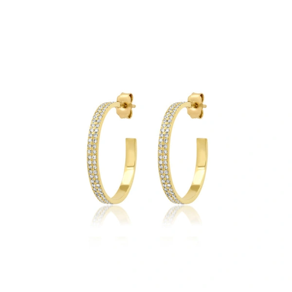 Jennifer Meyer Small Diamond Ellen Hoops in 18K Yellow Gold | Fine Earrings | Coveti