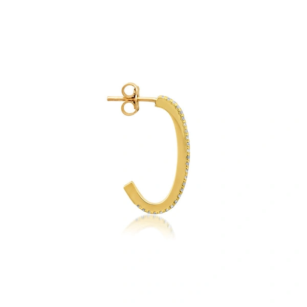 Jennifer Meyer Small Diamond Elongated Edith Hoops in 18K Yellow Gold | Fine Earrings | Coveti