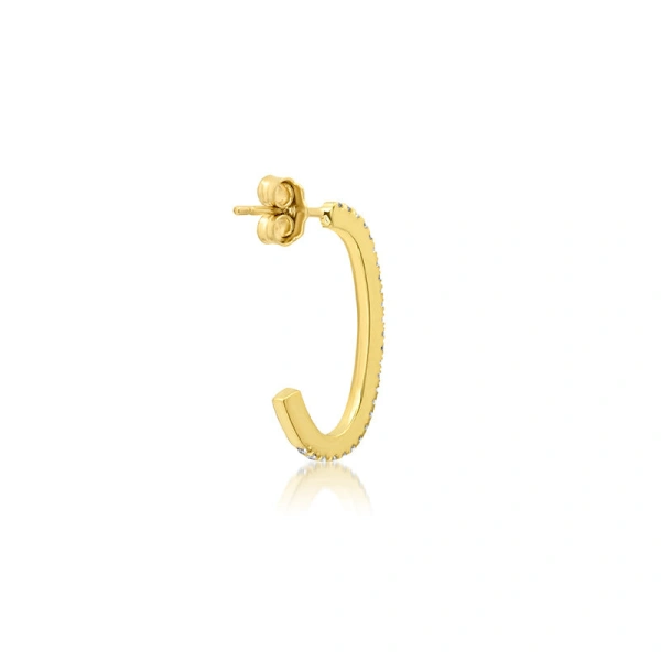 Jennifer Meyer Small Diamond Elongated Edith Hoops in 18K Yellow Gold | Fine Earrings | Coveti